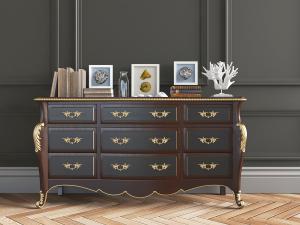 欧式金色雕花装饰的玄关柜边柜