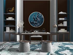 中式实木茶桌椅圆形坐墩