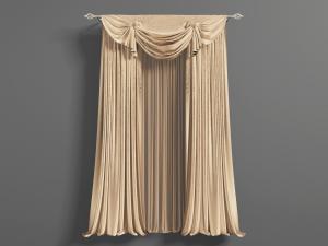 简欧浅褐色窗帘3d模型 简欧浅褐色窗帘