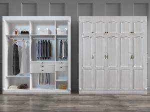 简欧白色实木衣柜3d模型 简欧白色实木衣柜