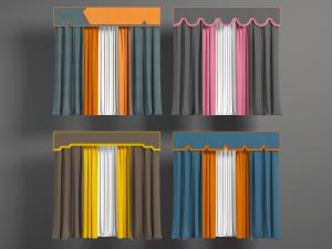 新中式撞色窗帘窗纱3d模型 新中式撞色窗帘窗纱