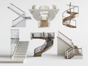 现代欧式旋转楼梯3d模型 现代欧式旋转楼梯