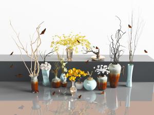 中式陶瓷花瓶花卉