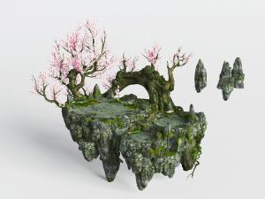 中式古树、花枝景观小品