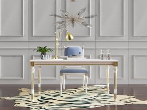 欧式书桌椅组合、复古台灯3d模型 欧式书桌椅组合、复古台灯