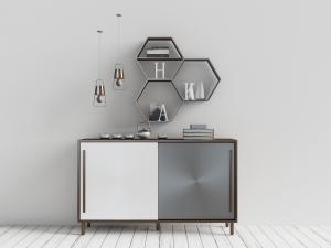 北欧拼接玄关柜边柜和墙面六边形置物储物架模