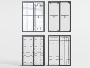 中式黑色边框的推拉门