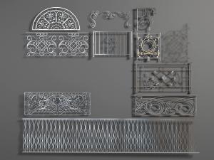 欧式黑色金属雕花栏杆护栏围栏3d模型 欧式黑色金属雕花栏杆护栏围栏