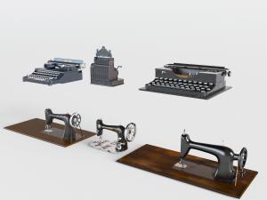 复古老式打字机、缝纫机