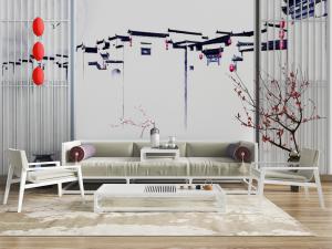 新中式白色实木框架多人单人沙发茶几组合