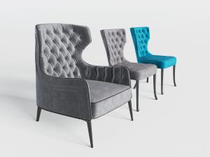 简欧布艺单人沙发餐椅3d模型 简欧布艺单人沙发餐椅