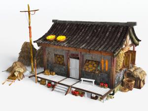 中式民宿瓦片房顶的建筑