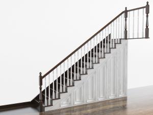 美式实木栏杆楼梯3d模型 美式实木栏杆楼梯