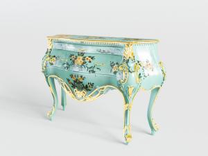 欧式古典镶嵌金边花朵图案的玄关柜边柜