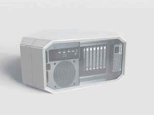 现代灰色外壳的复古收音机播放器