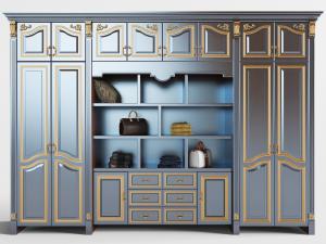 欧式镶嵌雕花的灰色装饰收纳柜