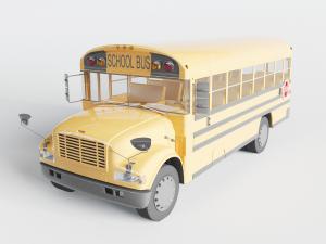 现代黄色超长校车3d模型 现代黄色超长校车