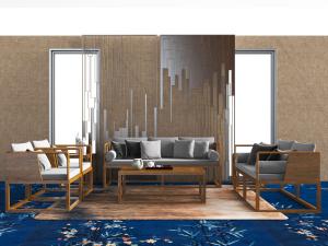 新中式实木支撑多人双人单人沙发茶几组合