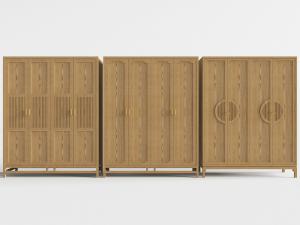 中式实木衣柜3d模型 中式实木衣柜