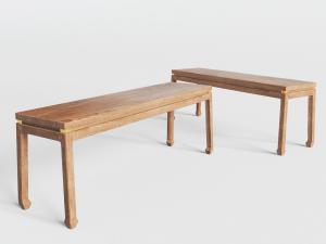新中式实木长条形案几端景台3d模型 新中式实木长条形案几端景台