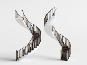 新中式旋转楼梯3d模型 新中式旋转楼梯