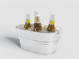 欧式不锈钢冰桶里的酒瓶3d模型 欧式不锈钢冰桶里的酒瓶