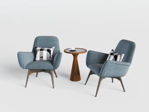 北欧布艺单人沙发边几3d模型 北欧布艺单人沙发边几