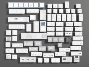 现代四联、六联开关插座、门禁3d模型 现代四联、六联开关插座、门禁