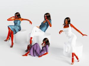 不同坐姿的女人