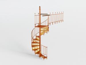 欧式铜制扶手旋转螺旋楼梯3d模型 欧式铜制扶手旋转螺旋楼梯