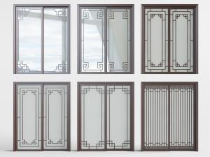 中式双扇推拉门