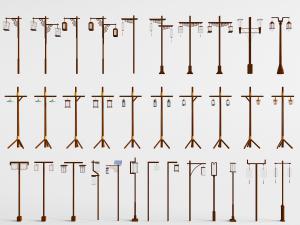 中式实木仿古路灯