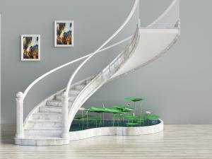 新中式大理石旋转楼梯3d模型 新中式大理石旋转楼梯