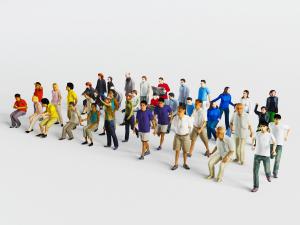 走路、坐着的和说话的人群3d模型 走路、坐着的和说话的人群