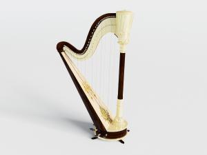 欧式实木雕花竖琴