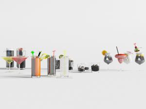 现代玻璃杯里的饮料