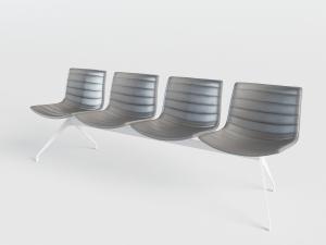 公共场所的四联皮革材质的铁艺公共椅子