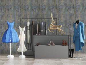 现代服装店衣服展示柜衣架3d模型 现代服装店衣服展示柜衣架