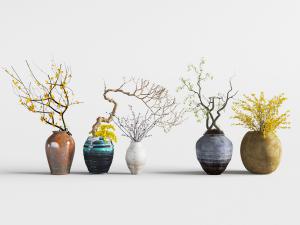 中式陶瓷器皿花瓶花卉