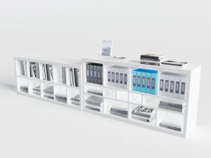 现代白色实木方格落地书柜装饰柜