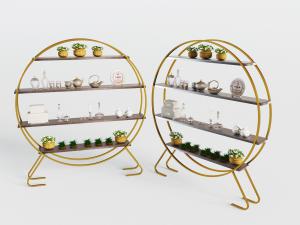 新中式金属圆形置物装饰架