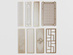新中式金属隔断3d模型 新中式金属隔断