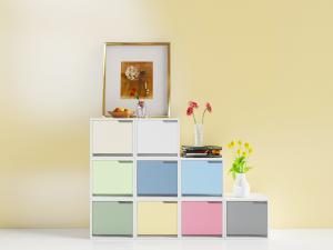 现代彩色柜门简易多层储物装饰柜