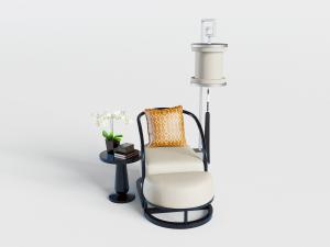 新中式躺椅边几