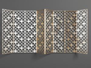 中式鱼鳞图案的可折叠屏风