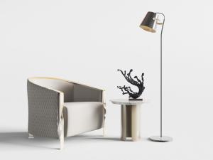 新中式白色单人沙发落地灯3d模型 新中式白色单人沙发落地灯