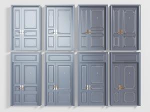 新中式灰蓝色字母平开门