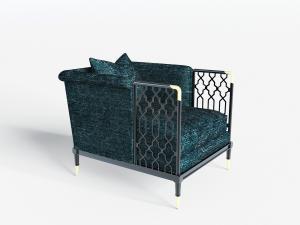 新中式装饰镂空雕花的单人沙发3d模型 新中式装饰镂空雕花的单人沙发