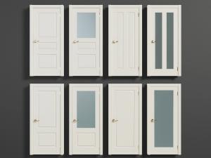 现代白色带磨砂玻璃的平开门