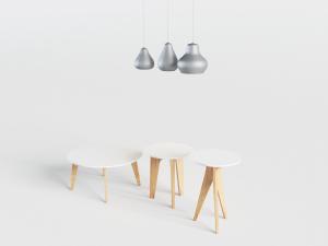 新中式白色圆形的茶几、吊灯3d模型 新中式白色圆形的茶几、吊灯